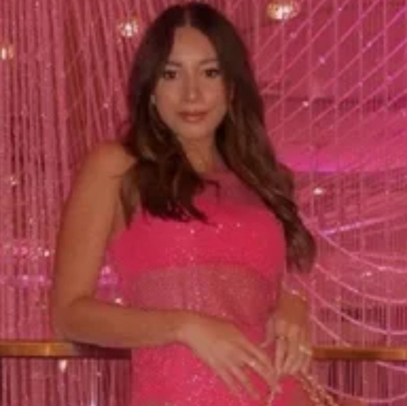 MESHKI Emerson Diamante Mesh Fishnet Tank Top In Fuchsia Pink. Size Small NWT - Picture 9 of 14